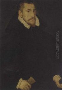 Portrait Of A Gentleman In A Black Cape And A Ruff, Holding A Scroll And Dagger