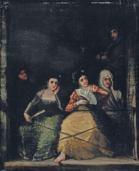 Three Majas On A Balcony - view 1