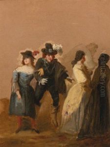 A Carnival Scene With Masked Figures by Francisco Goya Fuendetodos