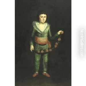 Portrait Of A Boy Holding A Garland Of Flowers
