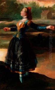 Study Of A Maja Dancing In A Landscape by Francisco Goya Fuendetodos
