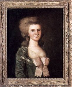 Portrait Of A Lady In A Green Dress With A Large Pink Bow by Francisco Goya Fuendetodos