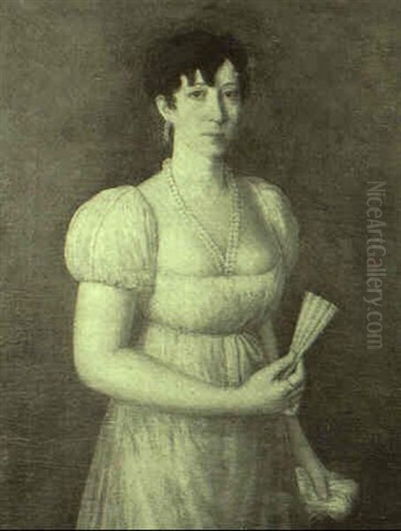Portrait Of A Lady Wearing A Double String Of Pearls - view 1
