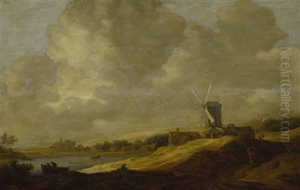 A Landscape With A Windmill Near An Estuary - view 1