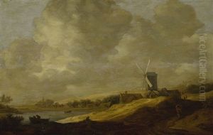 A Landscape With A Windmill Near An Estuary by Jan Josefsz. van Goyen