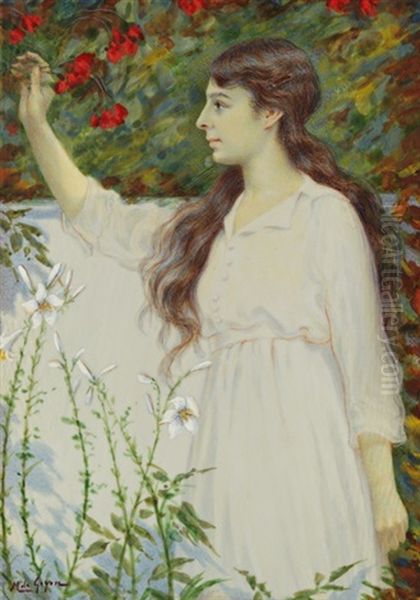 Jeune Femme Cueillant Des Fleurs - view 1