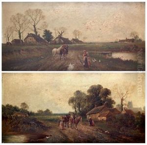 A September Evening (+ Cottage Homes; Pair) by James Walter Gozzard