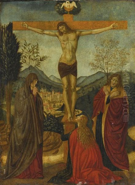 The Crucifixion, With The Madonna And Saints John The Evangelist And Mary Magdalene, A City And Mountainous Landscape Beyond - view 1