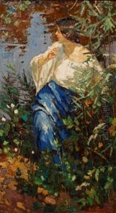 Lady In Flower Garden by Robert Archibalt Graafland