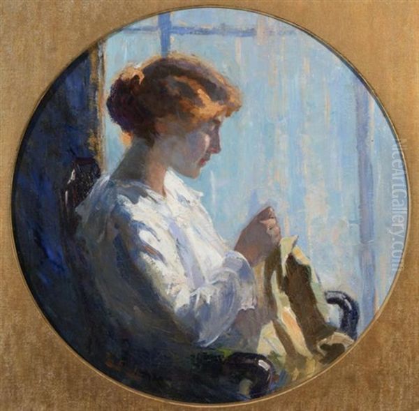 Dame Met Handwerk In Het Zonlicht - view 1