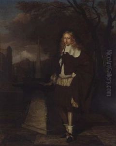 A Portrait Of A Young Gentleman Standing In The Grounds Of A Villa