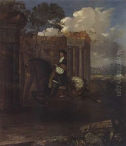 Reiter In Einer Ruinenlandschaft