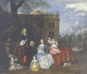 An Elegant Family In The Grounds Of A Country Villa