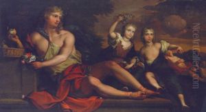 A Reclining Youth Holding Fruit And Flowers With A Brother And Sister And A Sleeping Child Beyond