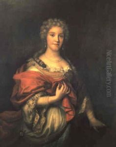 Retrato De Dama Con Chal Rojo