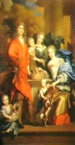 A Family Portrait Of A Nobleman, His Wife And Four Children Gathered In An Ornamental Garden