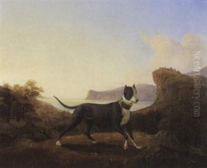 Dogge In Einer Landschaft by Christian (Johann Chr. Leberecht) Grabau