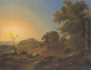 An Attentive Audience At Dusk by Christian (Johann Chr. Leberecht) Grabau