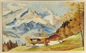 Berghof Vor Gebirgsmassiv by Otto Graeber