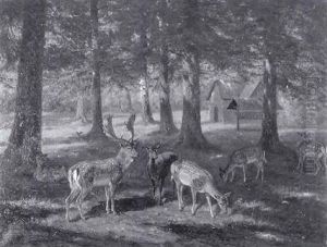 Damhirsche by Wilhelm Graebhein