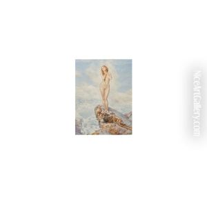 Nude Female Overlooking Precipice Accompanied By Death by Paul Grabwinkler