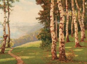 Spring Landscape With Birches by Paul Grabwinkler