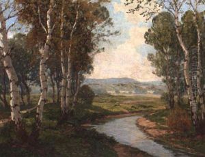 Fluslandschaft Mit Birken by Paul Grabwinkler