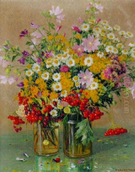 Zwei Glaser Mit Blumen - view 1