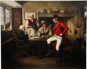 Fox Hunter Regaling Friends In Pub by Alfred Lyndon Grace