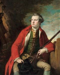 Portrait Of John Harvey Thursby Of Abbington Abbey In A Green Waistcoat And Red Coat, Holding A Gun