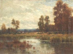 Landskap Med Sjo Och Betande Boskap by James Edward Grace