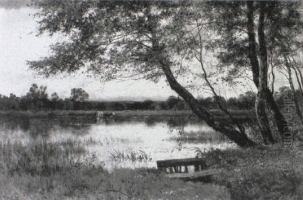 Autumn Trees By A River With Cattle At The Far Bank - view 1