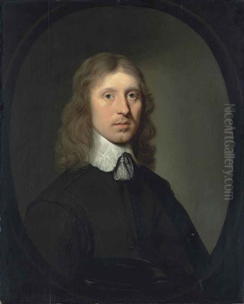 Portrait Of A Man, Half-length, In A Black Coat And White Collar, In A Feigned Oval - view 1