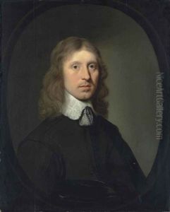 Portrait Of A Man, Half-length, In A Black Coat And White Collar, In A Feigned Oval