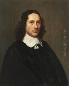 Portrait Of A Gentleman, Half-length, In Black Costume With A White, Lace-trimmed Collar