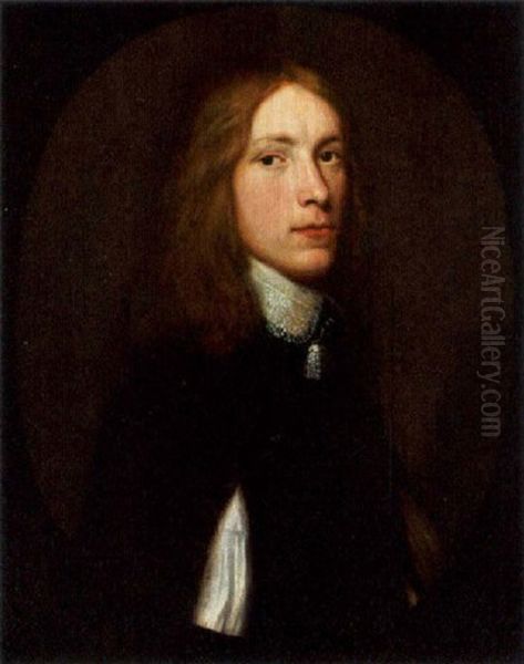 A Portrait Of A Young Man Wearing A Black Coat With White Sleeves And A White Lace Collar - view 1