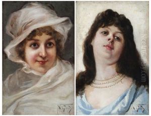Ritratti Di Fanciulle (pair) by Napoleone (Luigi) Grady