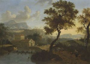 Bergige Landschaft Mit Wassermuhle