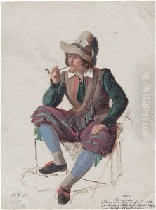 Der Maler Joseph Lammermeyer Im Kostum Eines Gefahrten Von Wallenstein by Albert Graefle