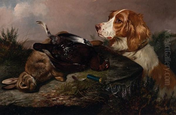 A Hunting Dog With Felled Game - view 1