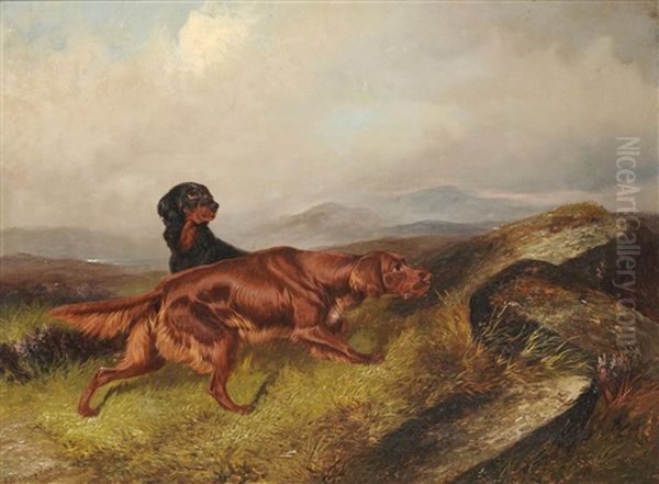 Two Setters In A Moorland Landscape - view 1