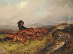 Two Setters In A Moorland Landscape