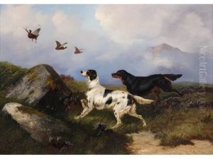 At The Ready - Two Setters Putting Up Grouse