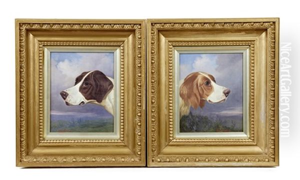 Head Of A Pointer And Head Of A Setter (pair) - view 1