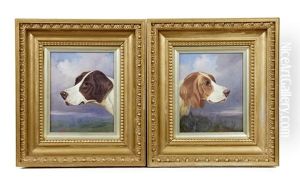 Head Of A Pointer And Head Of A Setter (pair)