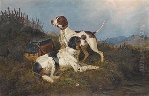 An English Setter And A Pointer In A Highland Landscape by Colin Graeme