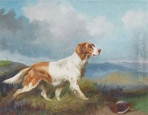 An English Setter With Game In A Highland Landscape