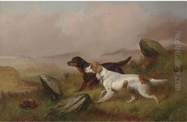 Setters On A Grouse Moor - view 1