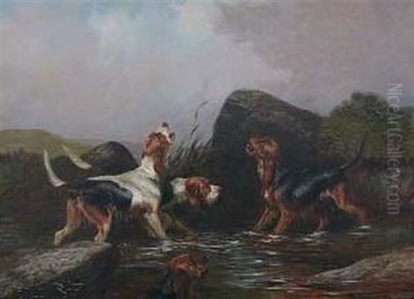 Four Hounds In A Stream - view 1