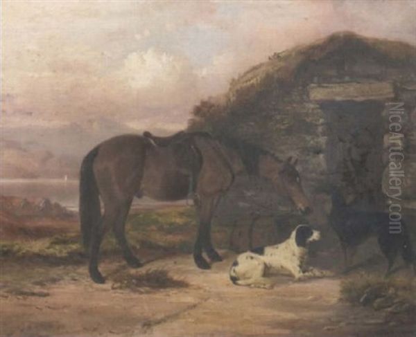A Pony And Dogs By A Croft - view 1